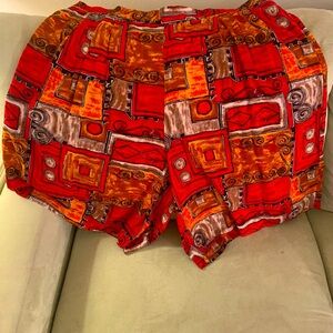 Joanna Vtg Women Graphic Red Print Shorts XL 80’s Y2K Baggy High Rise Vibrant